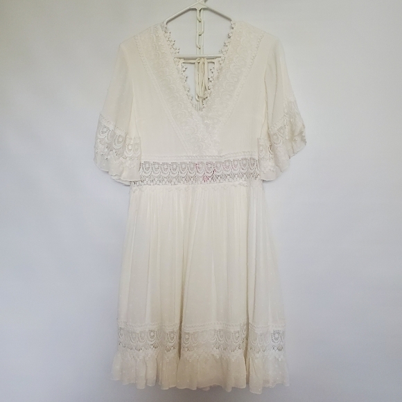 SOUTHERN FRIED CHICS DRESS WESTERN RODEO BOHO COASTAL COWGIRL CREAM WOMENS ( L ) - Picture 1 of 16